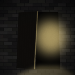 A half-open wooden door glows with warm gold light spilling onto a dark stoop, symbolizing redemption and a second chance, editorial illustration for UNJ.